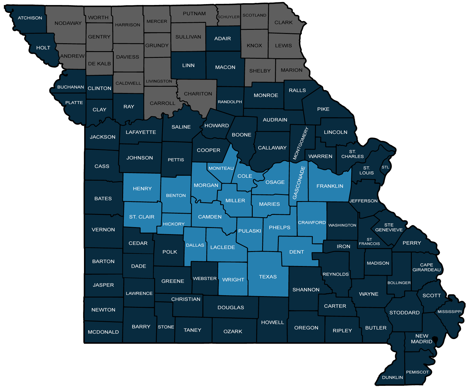 Missouri Map - South Central Region