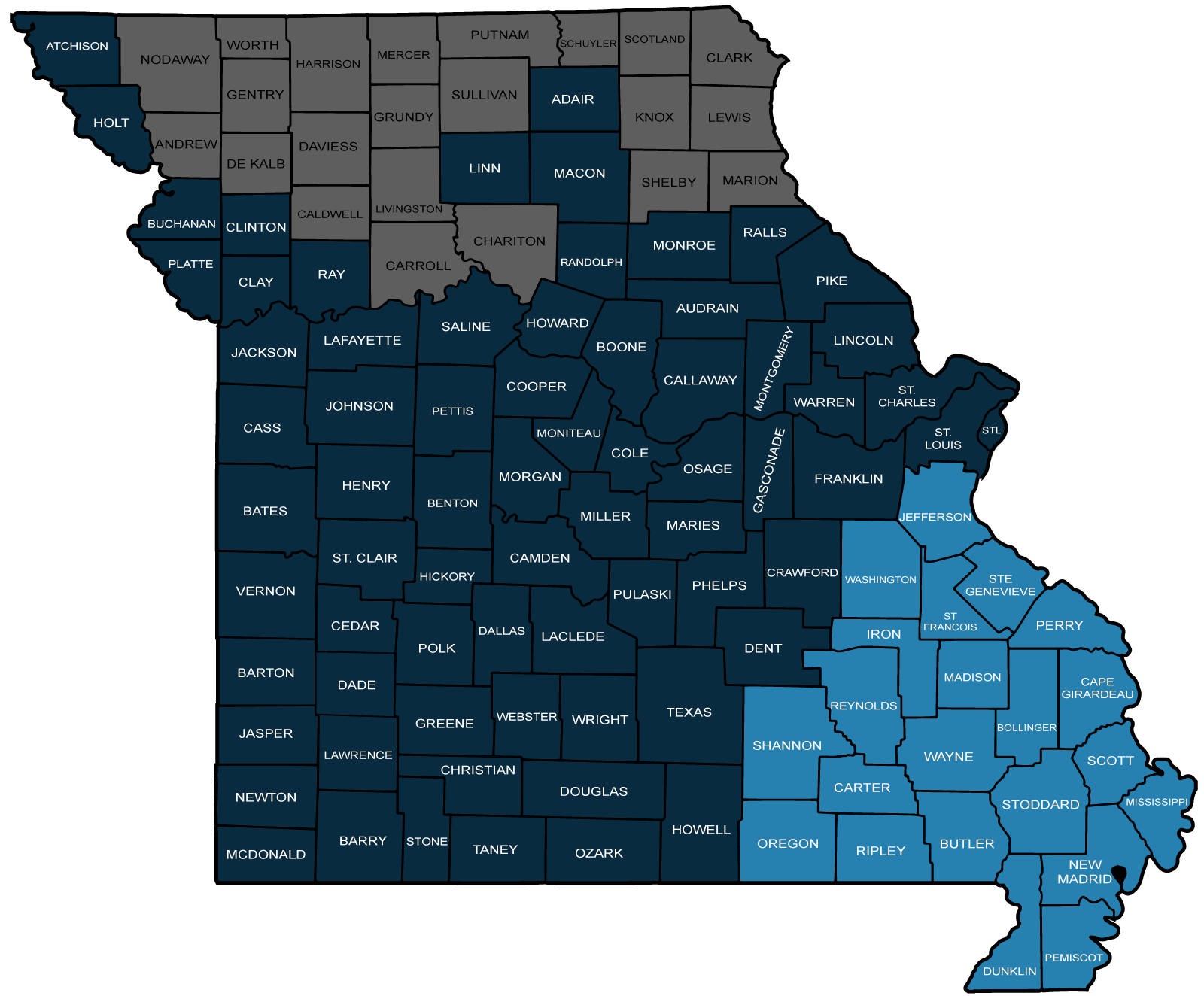 Missouri Map - Southeast Region