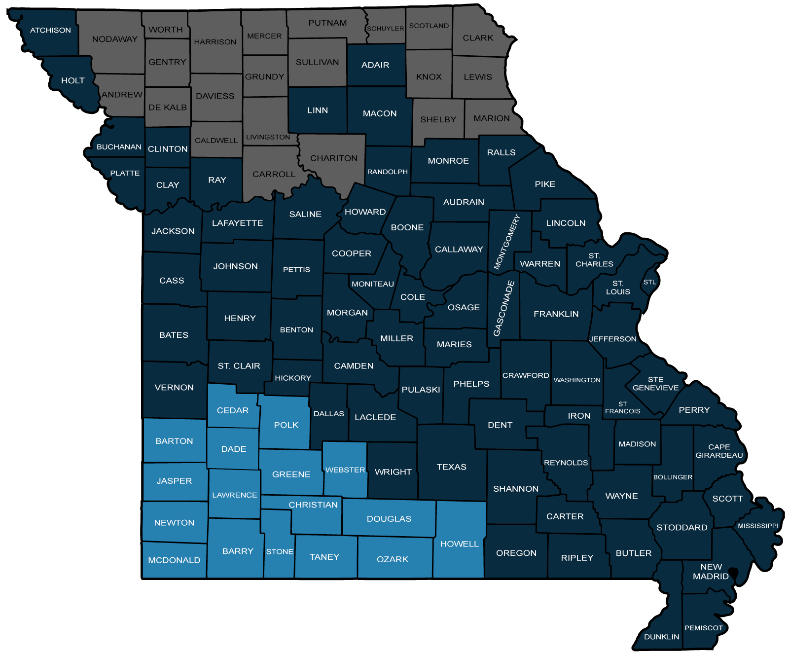 Missouri Map - Southwest Region