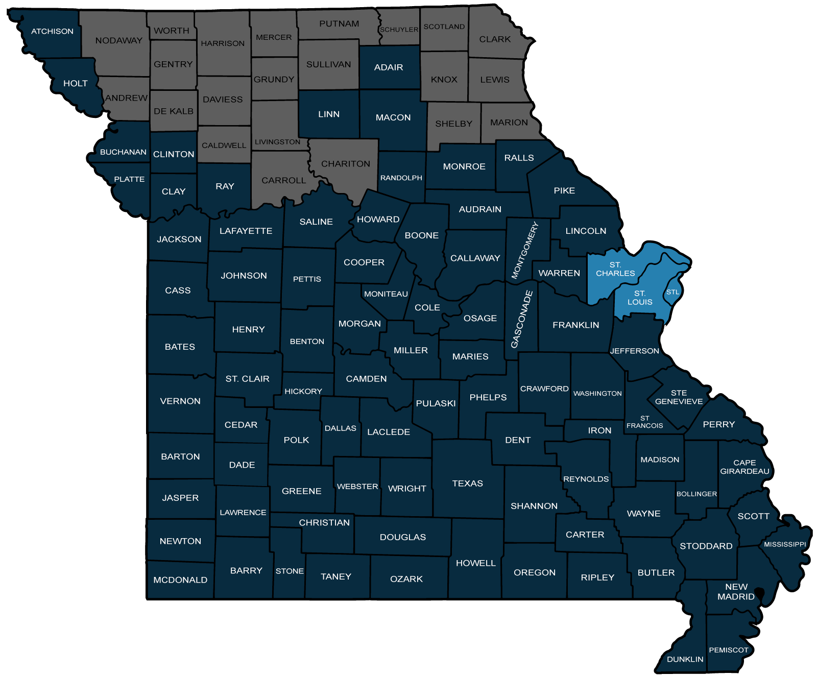 Missouri Map - St. Louis Region